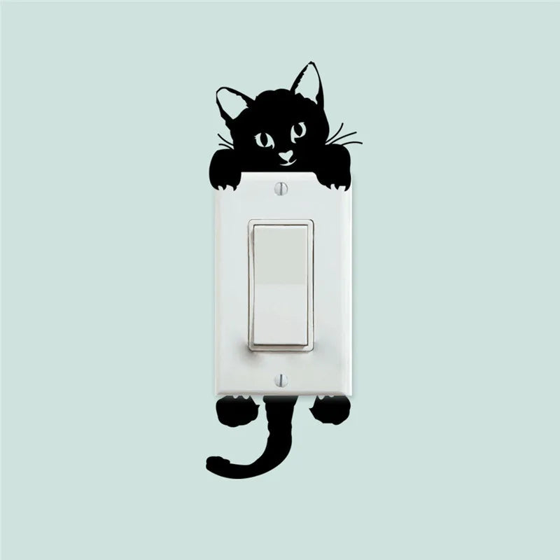 3d vivid broken Cat Toilet Door Refrigerator kitchen toilet Wall Stickers Decals Door Home Decor Poster Mural